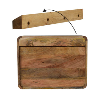 Mango Wood Wall Mounted Cabinet with Rattan Door, Grey Wash Finish