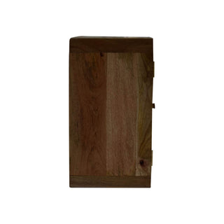 Mango Wood Wall Mounted Cabinet with Rattan Door, Grey Wash Finish