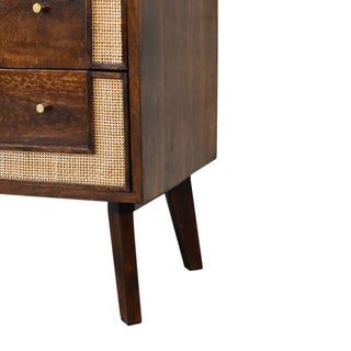 Mango Wood 3-Drawer Chest with Rattan Edges