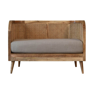 Mango Wood & Rattan Sofa – Oak Finish