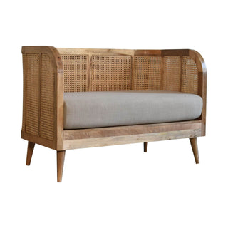 Mango Wood & Rattan Sofa – Oak Finish