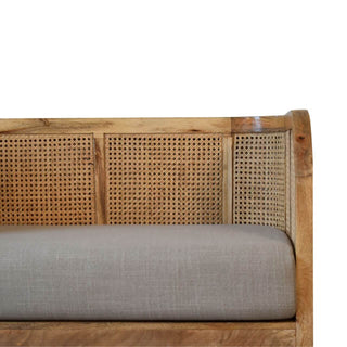 Mango Wood & Rattan Sofa – Oak Finish