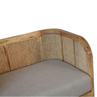 Mango Wood & Rattan Sofa – Oak Finish