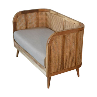 Mango Wood & Rattan Sofa – Oak Finish