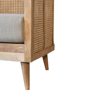 Mango Wood & Rattan Sofa – Oak Finish