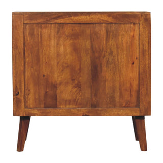 Mango Wood Cabinet with Rattan Edges in Chestnut Finish