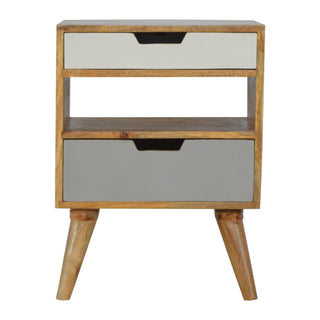 Cut-Out Gradient Bedside Table with 2 Drawers and 1 Open Slot