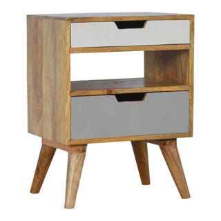 Cut-Out Gradient Bedside Table with 2 Drawers and 1 Open Slot
