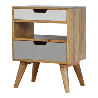 Cut-Out Gradient Bedside Table with 2 Drawers and 1 Open Slot