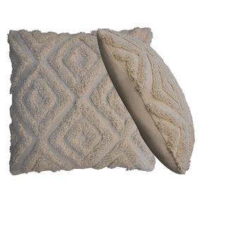 Set of 2 Cream Mini Diamond Cotton Cushions