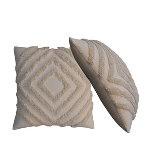 Set of 2 Cream Mini Diamond Cotton Cushions