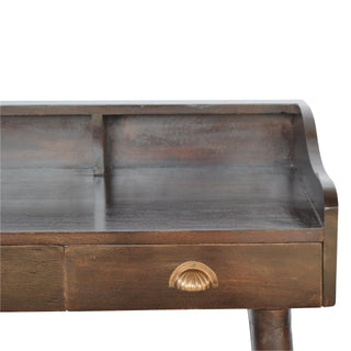 Mango Wood Nordic 3-Drawer Gallery Back Desk, Walnut Finish