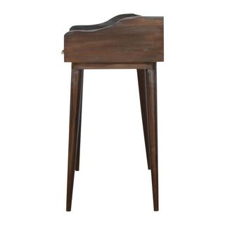 Mango Wood Nordic 3-Drawer Gallery Back Desk, Walnut Finish