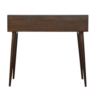 Mango Wood Nordic 3-Drawer Gallery Back Desk, Walnut Finish