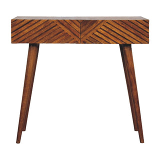 Mango Wood Lille Console Table with 2 Drawers, Chestnut Finish