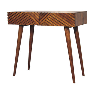 Mango Wood Lille Console Table with 2 Drawers, Chestnut Finish