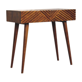Mango Wood Lille Console Table with 2 Drawers, Chestnut Finish