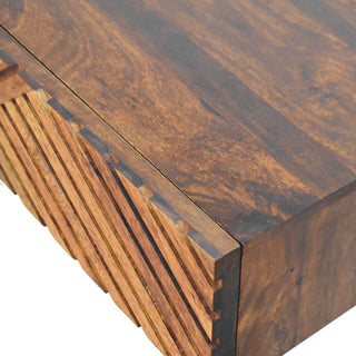 Mango Wood Lille Console Table with 2 Drawers, Chestnut Finish