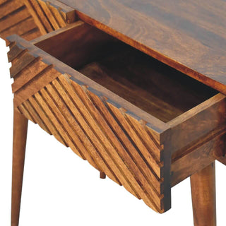 Mango Wood Lille Console Table with 2 Drawers, Chestnut Finish