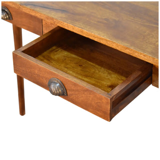 Solid Mango Wood Desk – 1 Drawer, Chestnut Finish