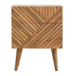 Lille 2-Drawer Mango Wood Bedside Table with Oak Finish