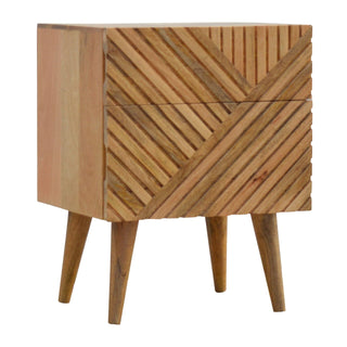 Lille 2-Drawer Mango Wood Bedside Table with Oak Finish