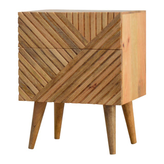 Lille 2-Drawer Mango Wood Bedside Table with Oak Finish