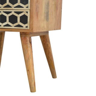 Mango Wood Bedside Table with Bone Inlay Drawers