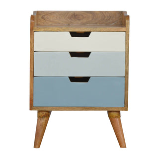 Blue Gradient Bedside Table, Mango Wood