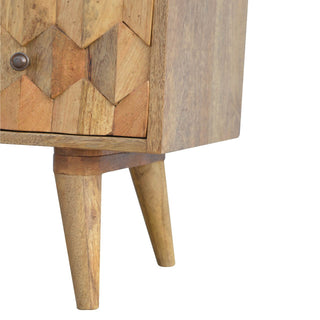 Mango Wood Pineapple Carved 3-Drawer Chest, Oak Finish