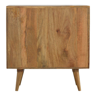 Mango Wood Pineapple Carved 3-Drawer Chest, Oak Finish