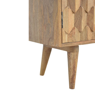 Pineapple Carved Cabinet in Mango Wood with Oak Finish