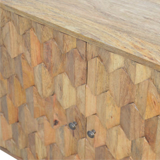 Pineapple Carved Cabinet in Mango Wood with Oak Finish