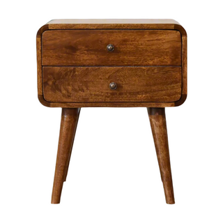 2-Drawer Solid Mango Bedside Table – Chestnut Finish