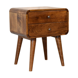2-Drawer Solid Mango Bedside Table – Chestnut Finish
