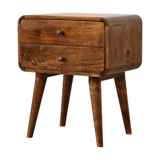 2-Drawer Solid Mango Bedside Table – Chestnut Finish