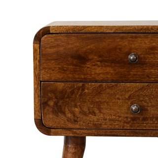 2-Drawer Solid Mango Bedside Table – Chestnut Finish