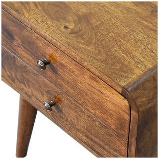 2-Drawer Solid Mango Bedside Table – Chestnut Finish
