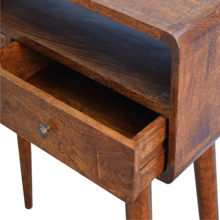 Mango Wood 2-Drawer Console Table with Shelf, Chestnut Finish