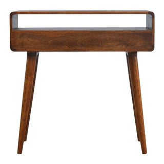 Mango Wood 2-Drawer Console Table with Shelf, Chestnut Finish