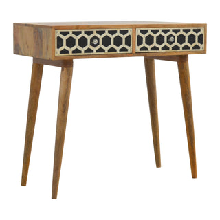 Mango Wood and Bone Inlay 2 Drawer Console Table