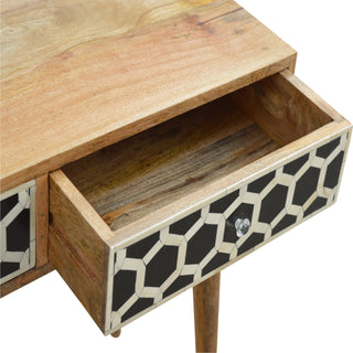 Mango Wood and Bone Inlay 2 Drawer Console Table