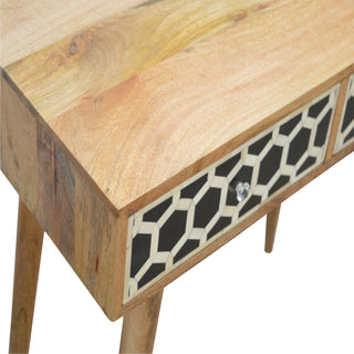 Mango Wood and Bone Inlay 2 Drawer Console Table