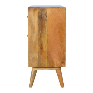 Mango Wood 8-Drawer Chest with Bone Inlay Drawer Fronts, Oak Finish