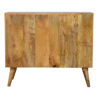 Mango Wood 8-Drawer Chest with Bone Inlay Drawer Fronts, Oak Finish