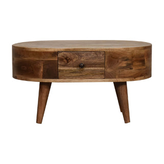 London Narrow Coffee Table in Mango Wood with Oak Finish