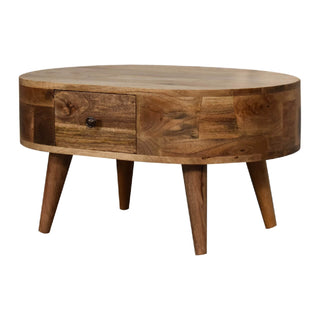 London Narrow Coffee Table in Mango Wood with Oak Finish