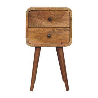 Mango Wood Narrow Bedside Table with Oak Finish
