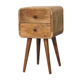 Mango Wood Narrow Bedside Table with Oak Finish