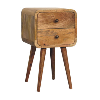 Mango Wood Narrow Bedside Table with Oak Finish